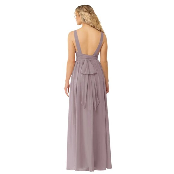 Azazie NWT Kora Chiffon Bridesmaid Formal Gown in Purple Dusk Size 12 - Picture 3 of 16